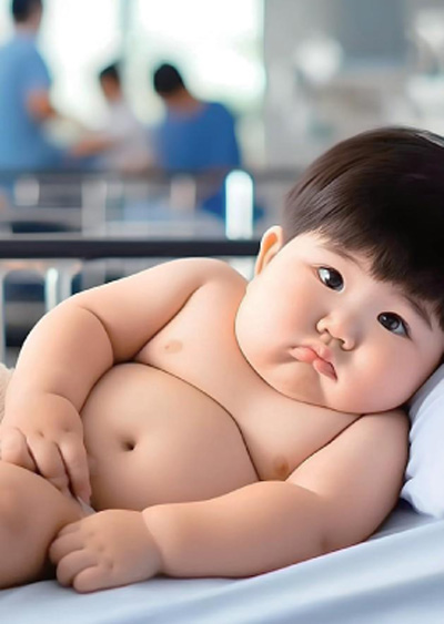 躺著的胖嘟嘟嬰兒